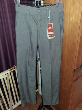 Lee Womans 2 Long Gray Trouser Pants New, Platinum label midrise fit